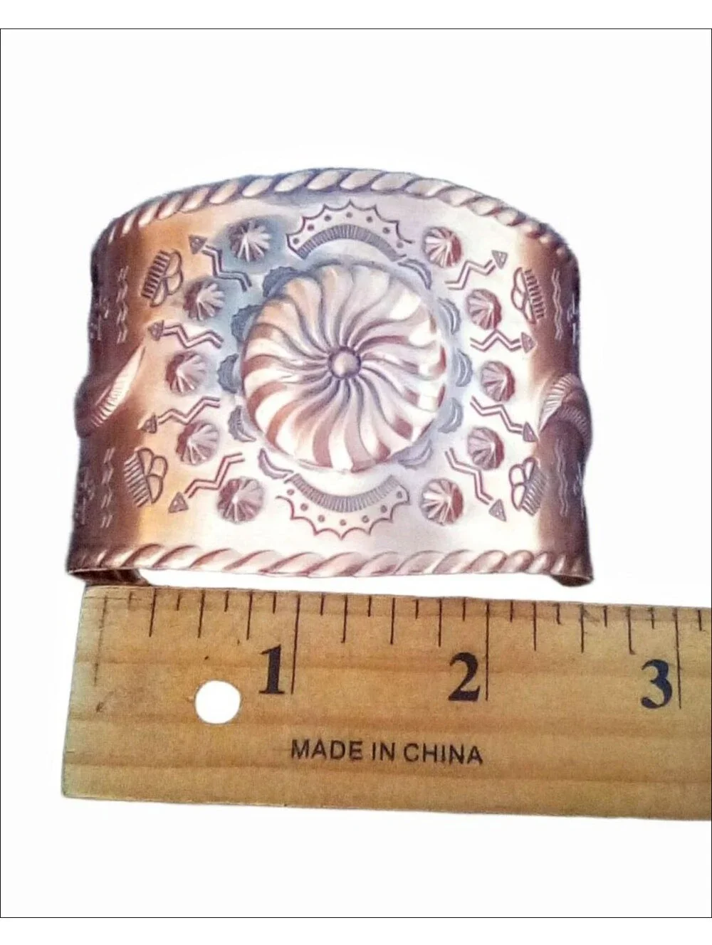Bell Trading Post Vintage Solid Copper Stamped Wide Cuff Bracelet